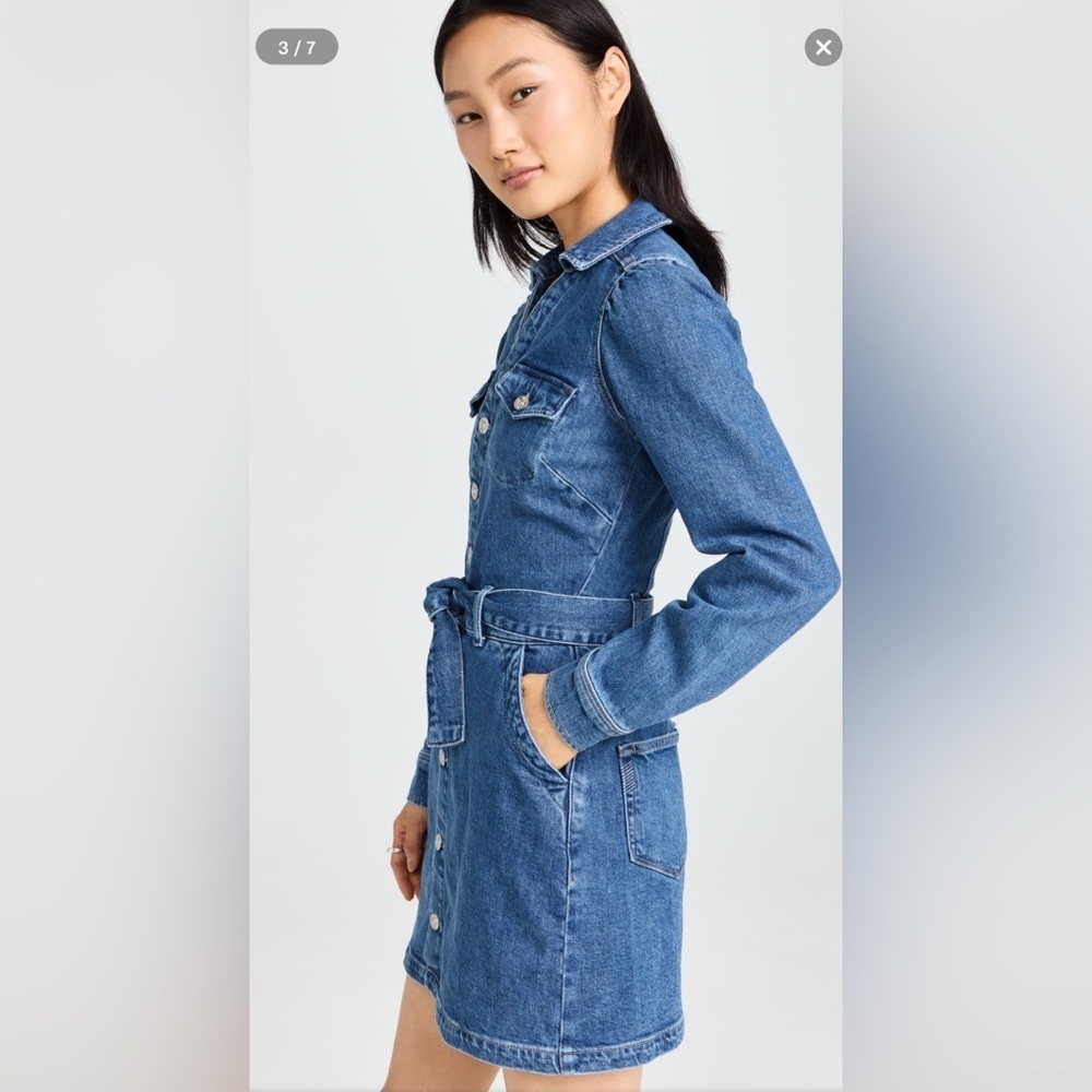 NWT Paige Mayslie Long Sleeve Denim Shirt Dress Size 10 Retail $269 - Picture 3 of 10